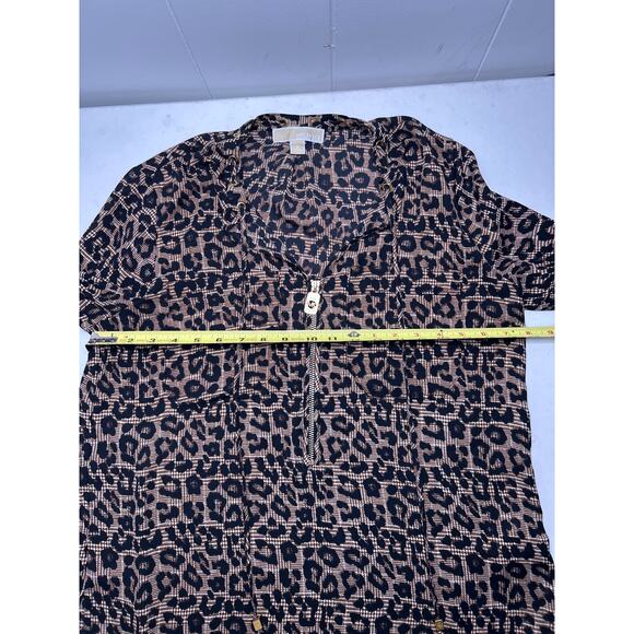 Michael Kors Leopard print and houndstooth plaid women’s size small blouse - Picture 7 of 11